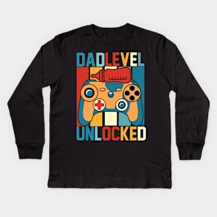 Dad level unlocked Kids Long Sleeve T-Shirt